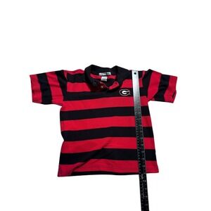 SARA LYNN TOGS University of Georgia Black Red Striped Polo Shirt Size Boy's 7